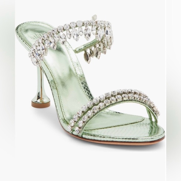 Alexandre Birman Green Crystal Embellished Heels - Picture 2 of 9